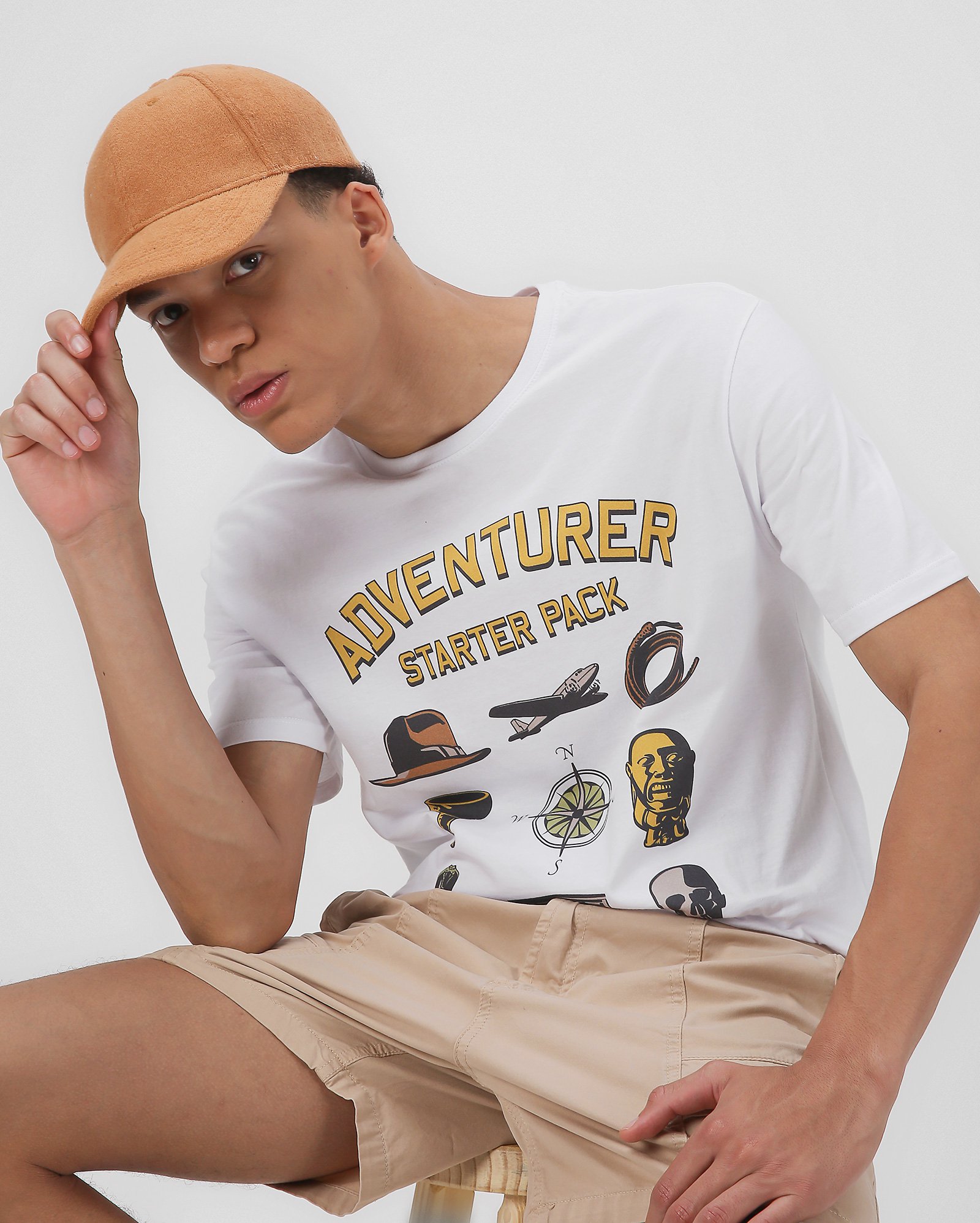 Camiseta masculina Disney Indiana Jones branca | FANLAB