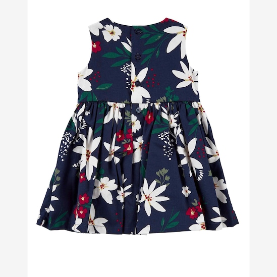 Vestido bebê evasê floral com calcinha azul | Carter's