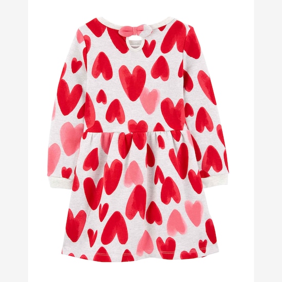 Vestido infantil corações manga longa cinza | Carter's
