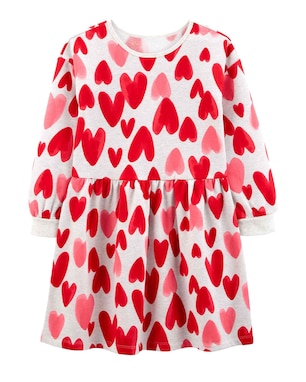 Vestido infantil corações e manga longa cinza | Carter's