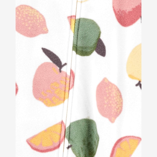 Macacão pijama infantil de fleece frutas branco | Carter's