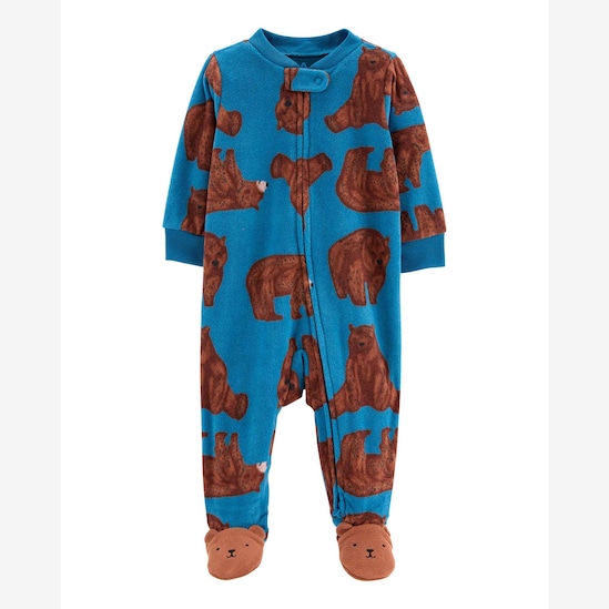 Macacão pijama bebê de fleece ursinhos azul | Carter's