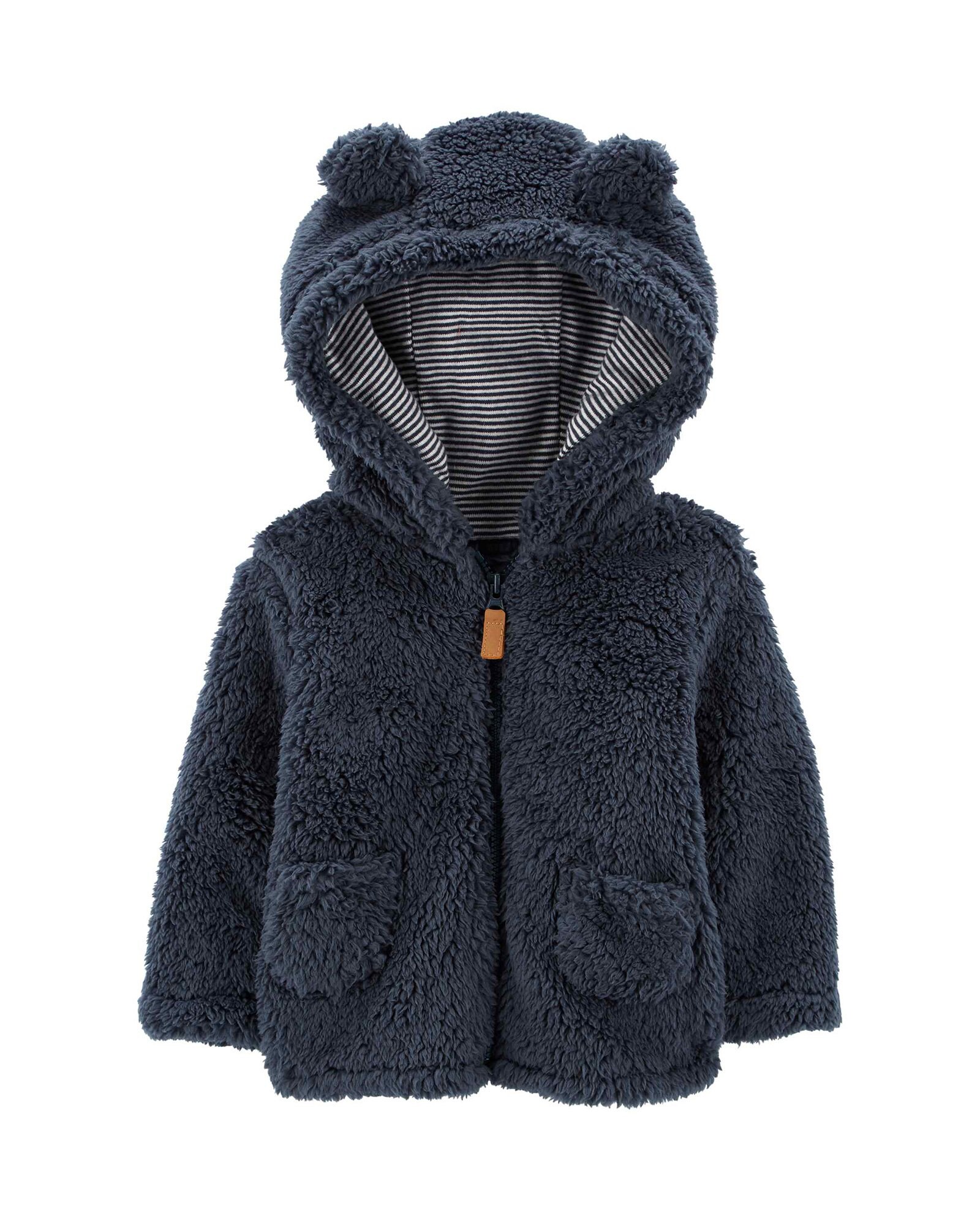 Casaco bebê fleece com capuz de orelhinhas azul Carter's