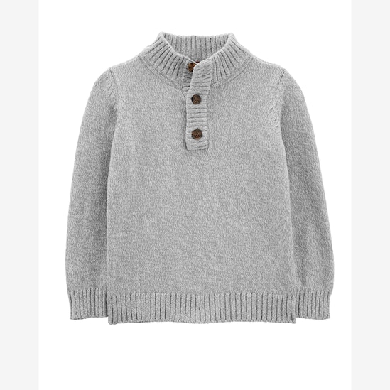 Suéter infantil de tricot gola alta cinza | Carter's