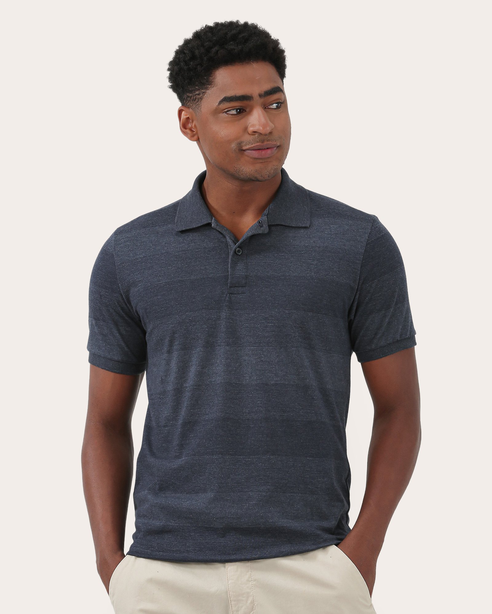 Camisa polo masculina Pool Legacy regular fio tinto azul