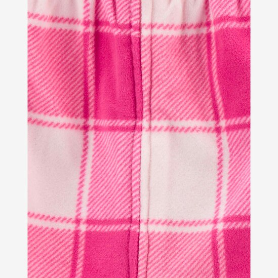 Conjunto longo bebê 3 peças xadrez com pelúcia rosa | Carter's