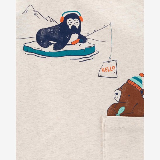 Camiseta infantil manga longa com bolso cinza | Carter's