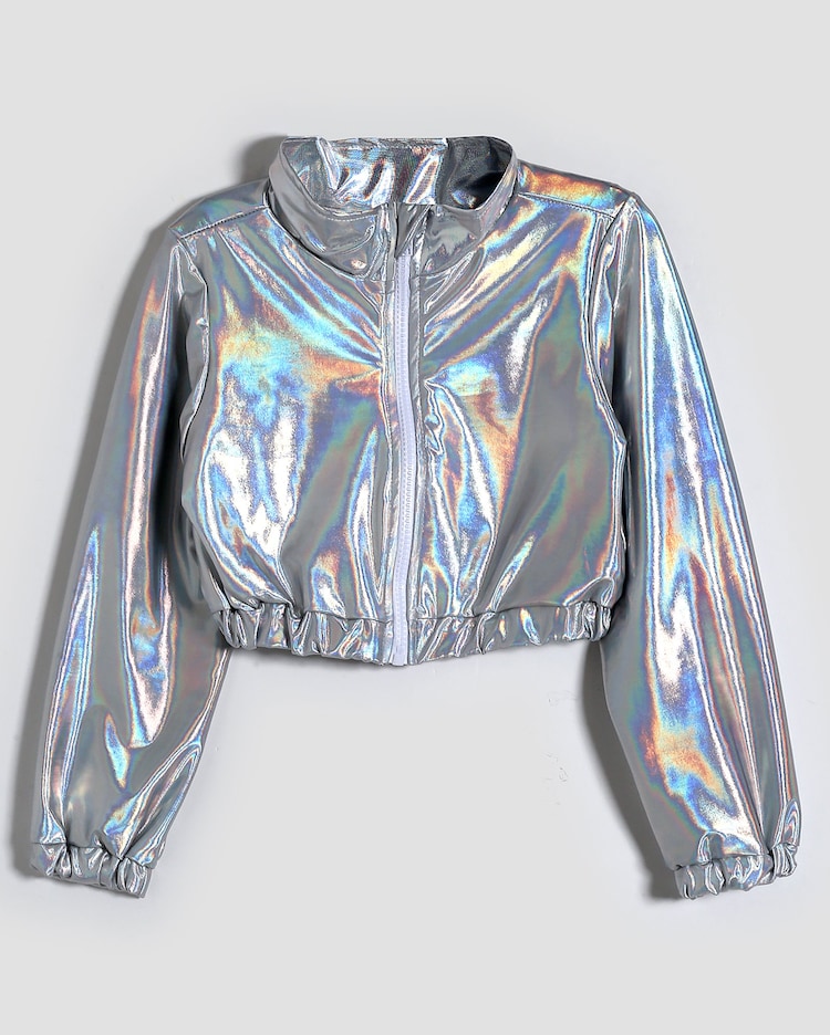 Riachuelo Jaqueta infantil bomber holográfica 4-10A prata Pool