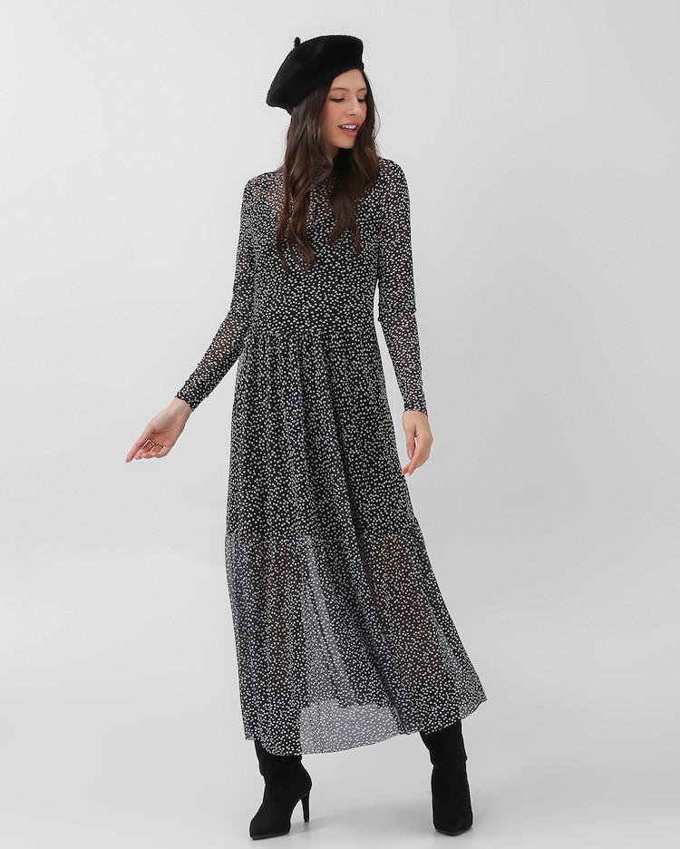 Tule Vestido Midi Inverno Vestido Midi Manga Longa Em Tule Dona Gy