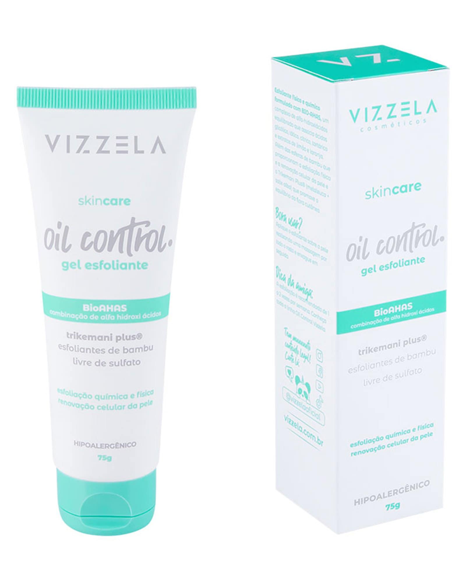 Gel esfoliante oil control 75g | Vizzela Cosméticos