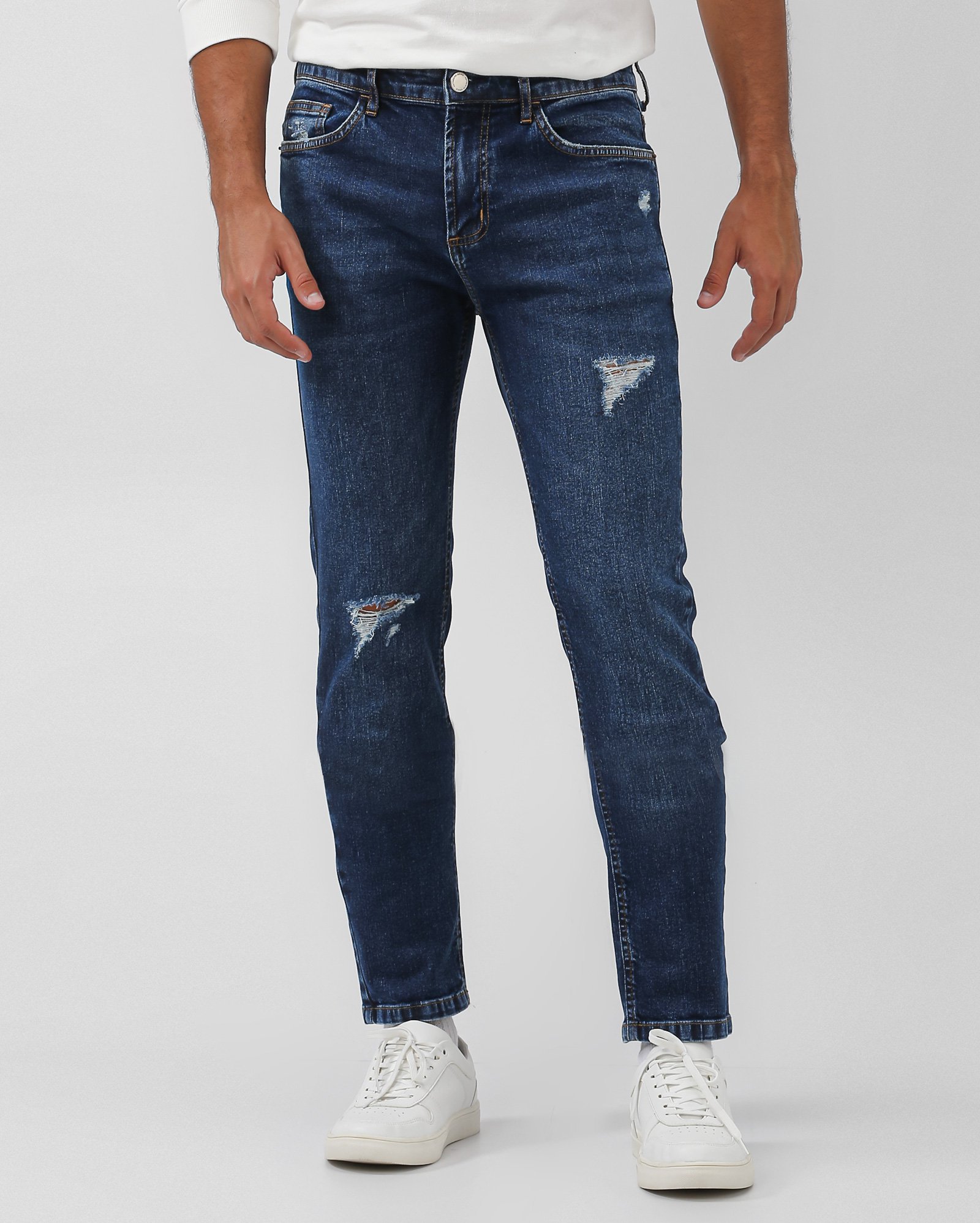 Calça sarja masculina skinny com bolsos - Jeans Escuro | Pool Jeans