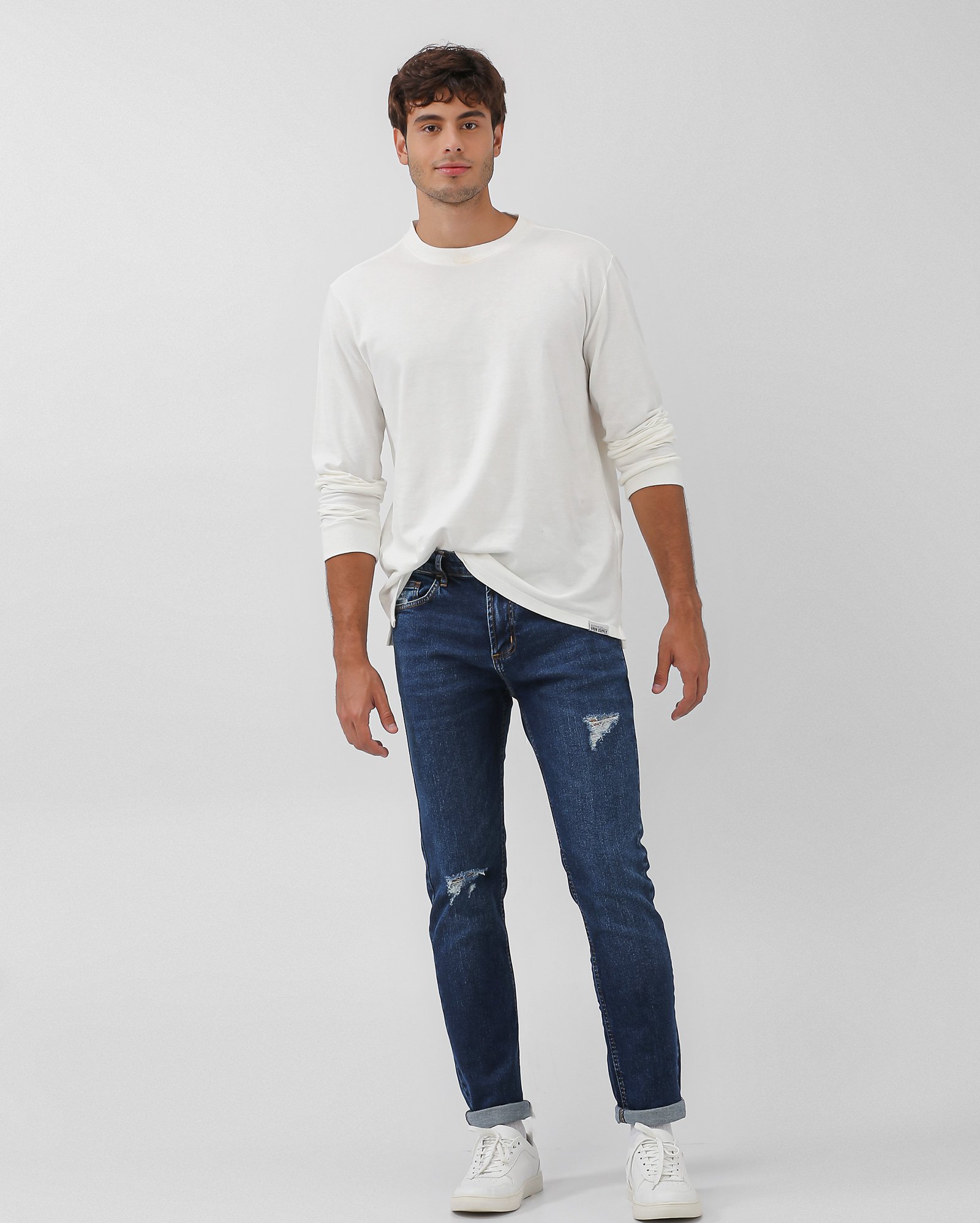 Calça sarja masculina skinny com bolsos - Jeans Escuro | Pool Jeans