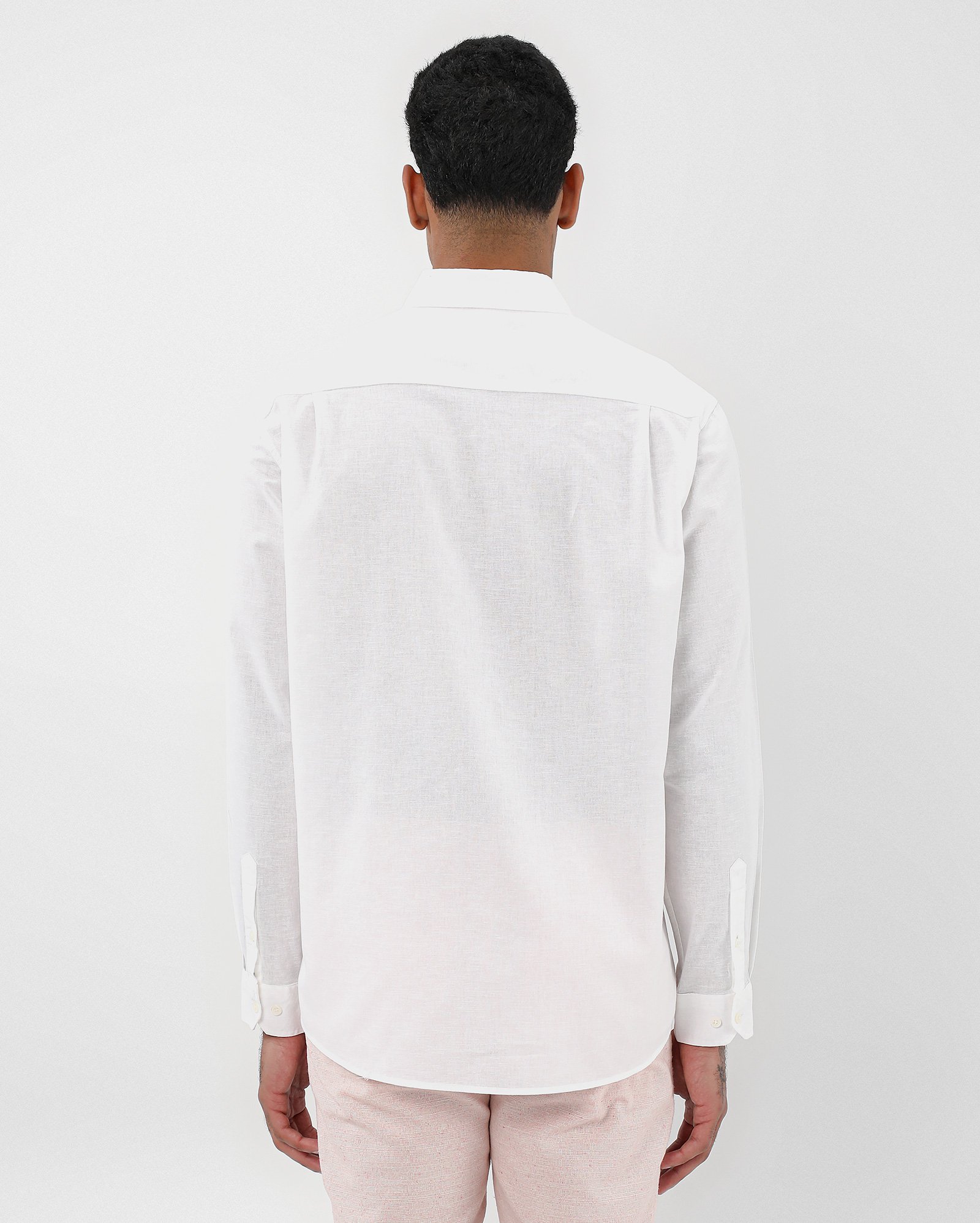 Camisa masculina regular com linho manga longa - Branco | Original