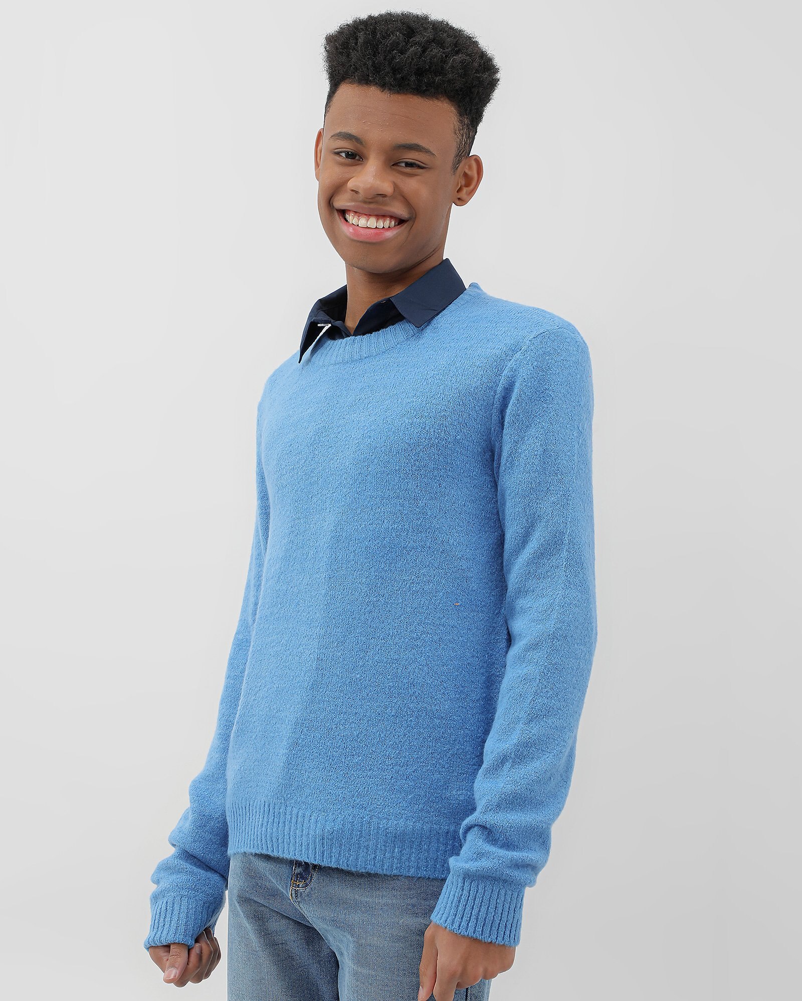 Riachuelo Suéter juvenil em tricot azul Y C by Riachuelo