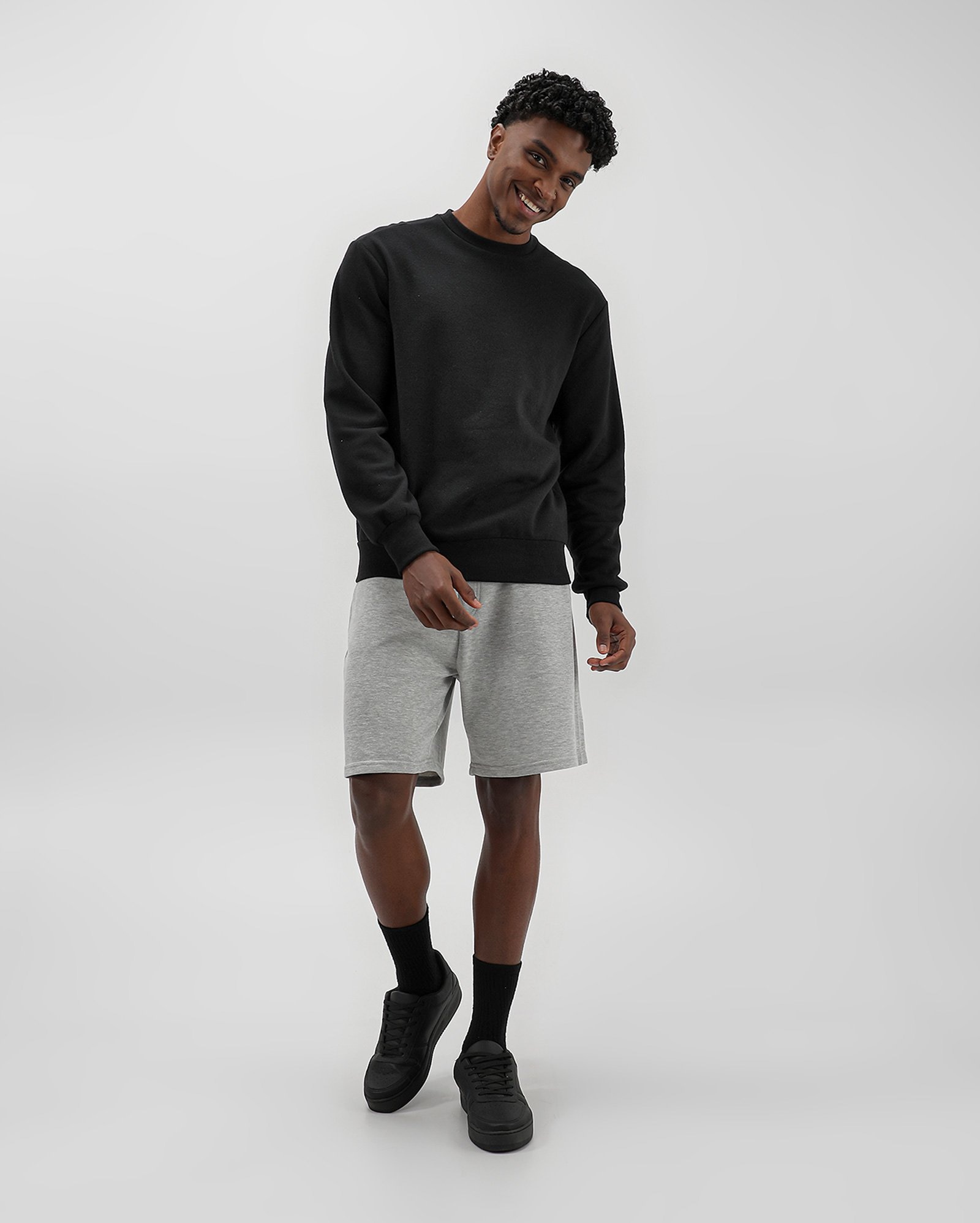 Bermuda de moletom masculina com cordão - Cinza Claro Mescla | Pool Basics