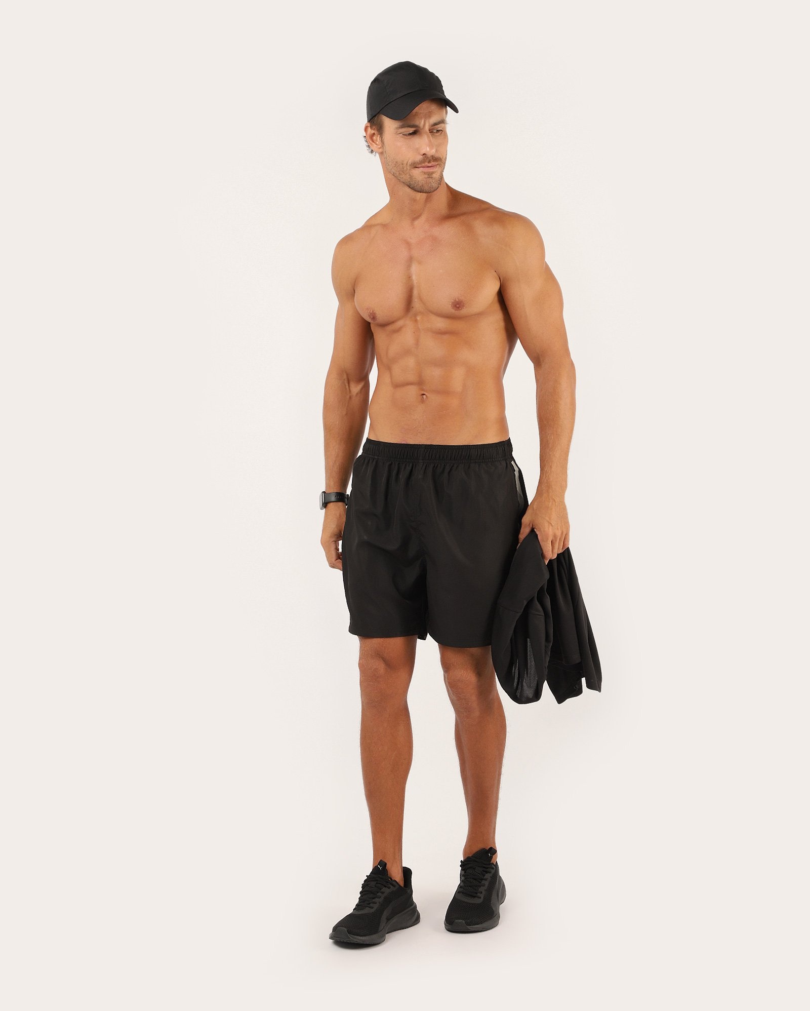 Bermuda esportiva masculina reta - Preto | Body Work