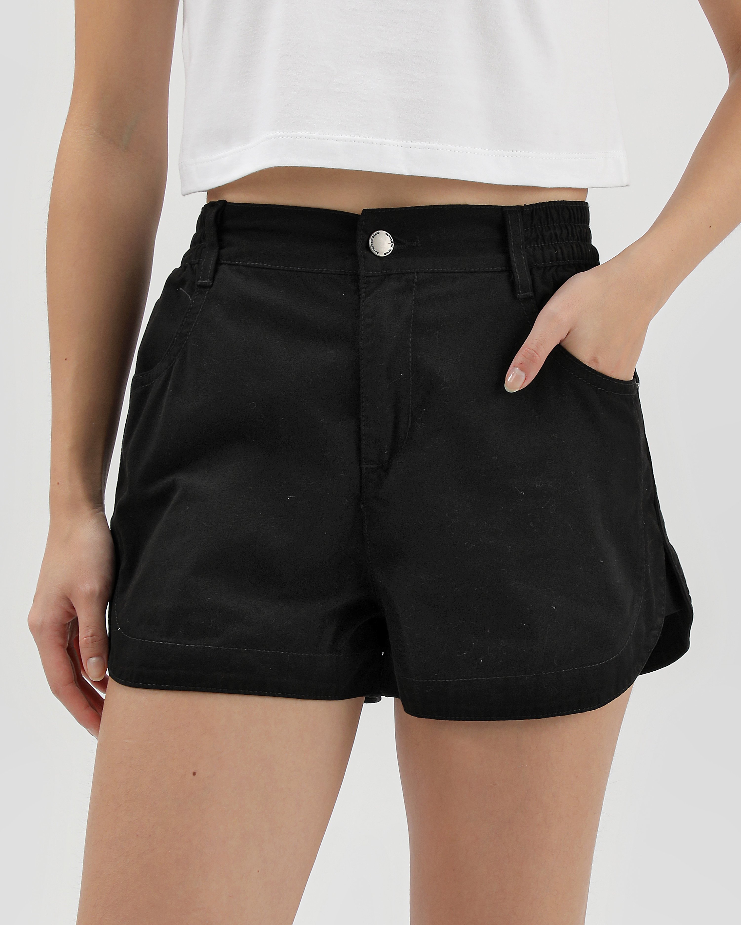 Riachuelo Short black jeans juvenil com fendas Y C by Riachuelo