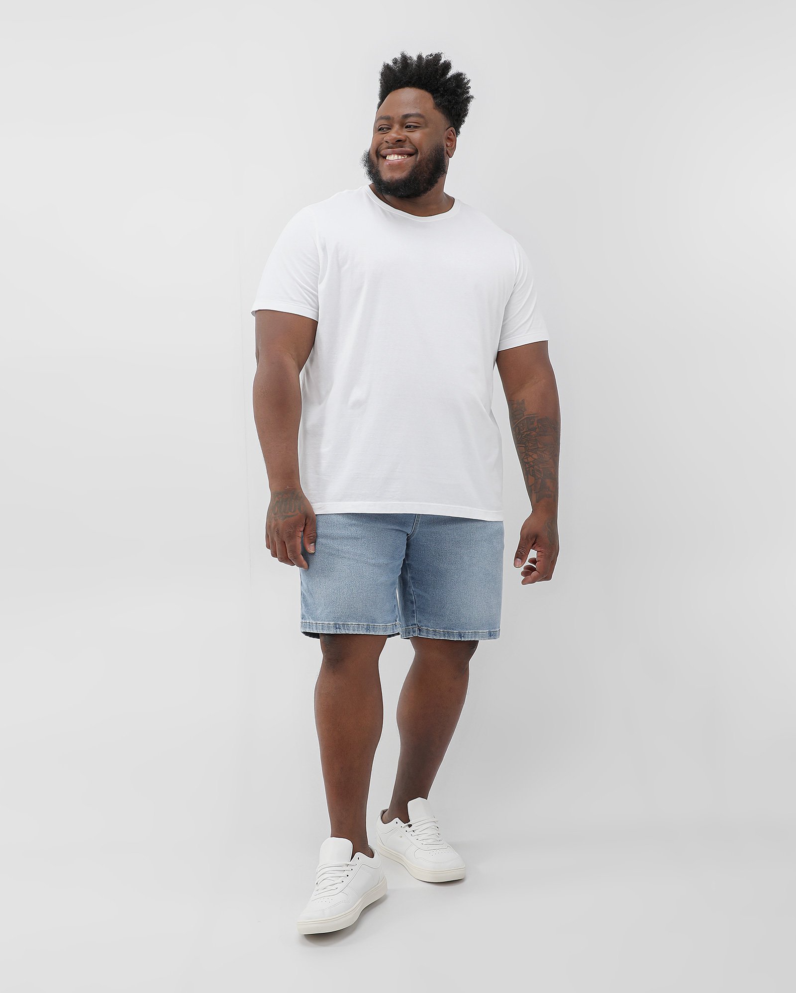 Bermuda sarja moletom plus size masculina denim médio | ALLMAN by Riachuelo