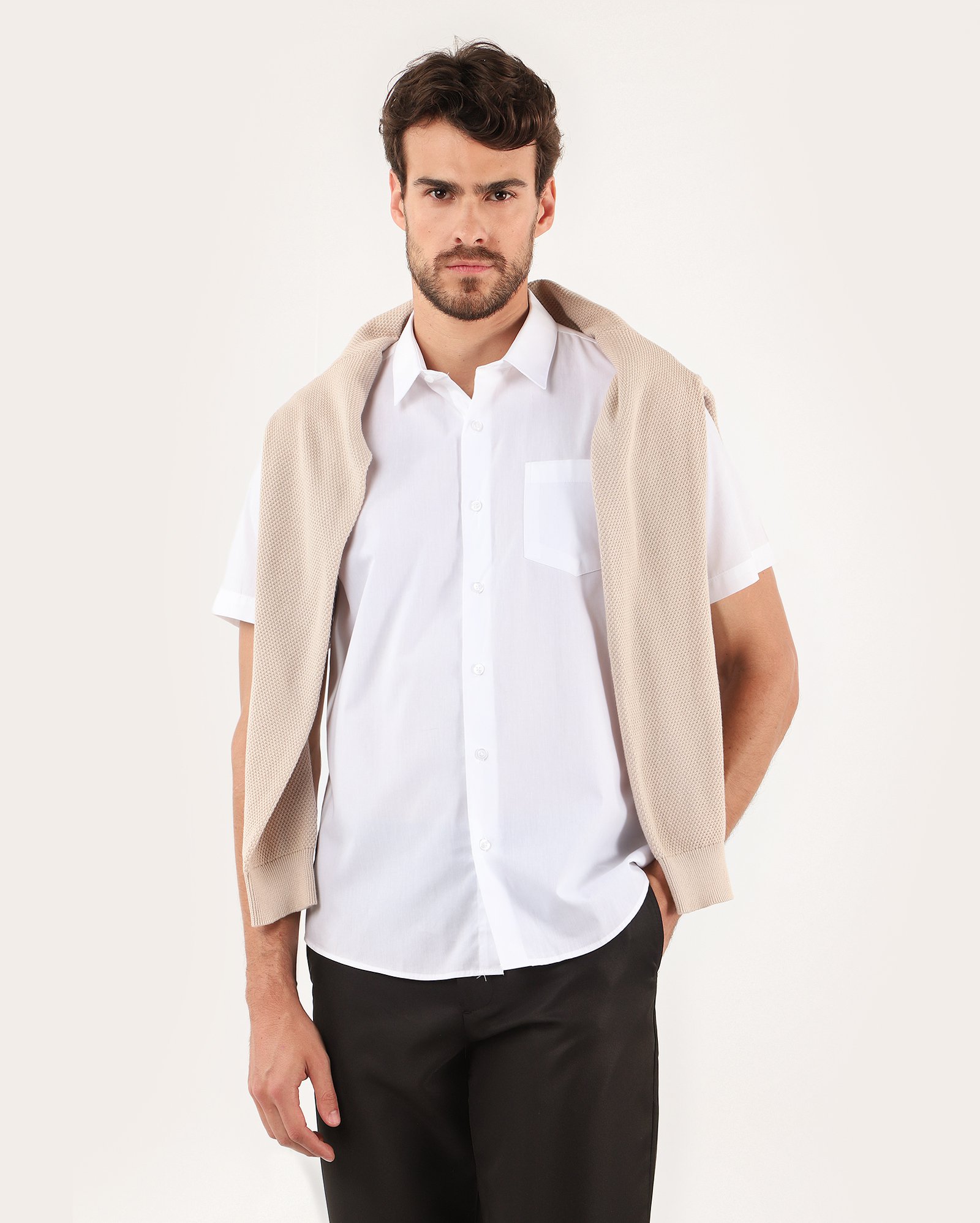Camisa social masculina regular manga curta com bolso - Branco | Original by Riachuelo