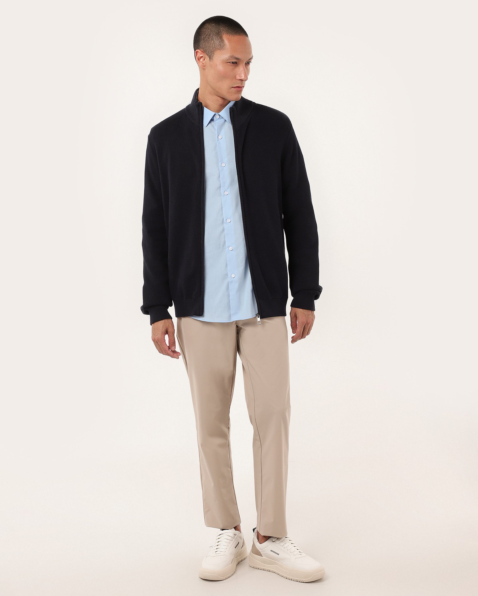 Camisa social masculina regular manga longa com bolso - Azul Claro Mescla | Riachuelo