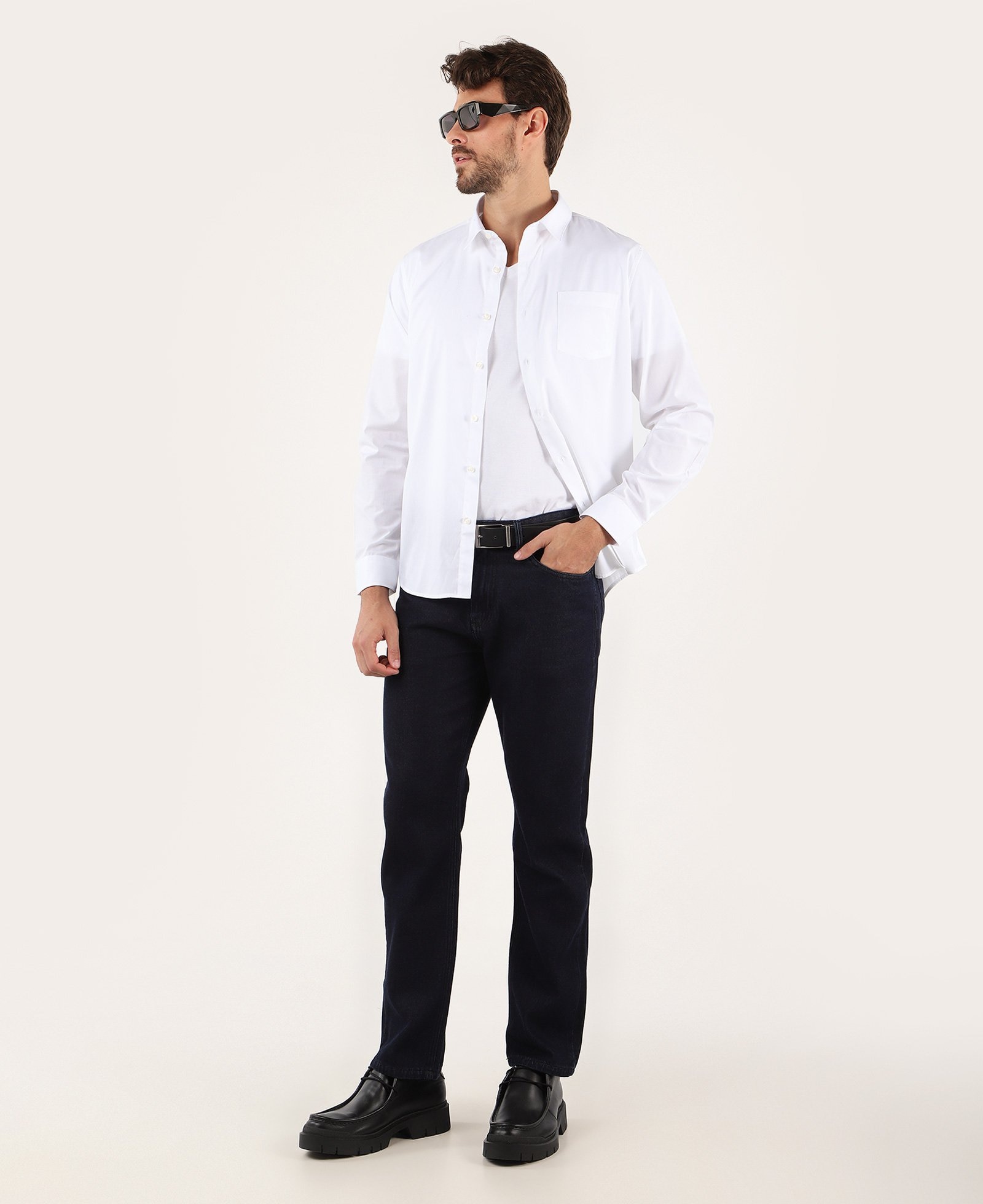 Camisa social masculina regular manga longa com bolso - Branco | Riachuelo
