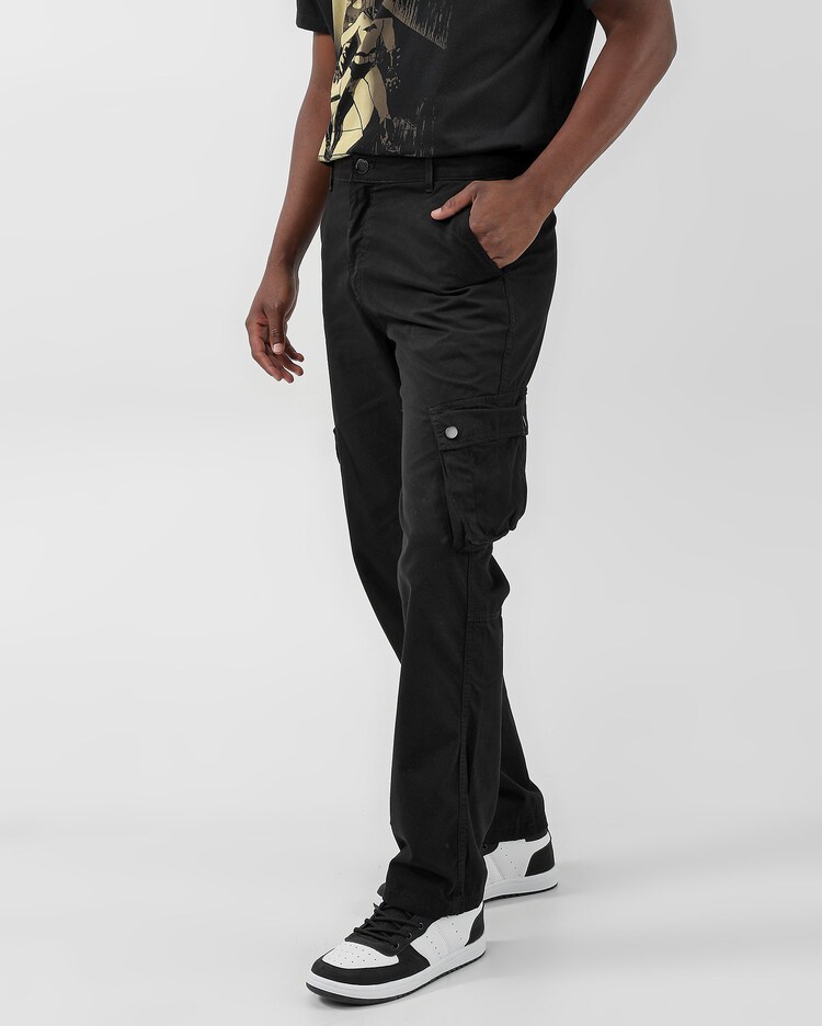 Riachuelo Calça sarja masculina cargo com bolsos Jeans Black
