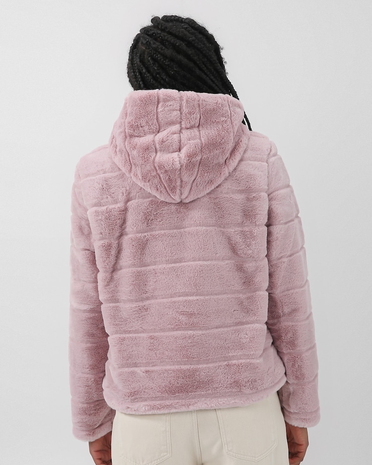 Riachuelo Jaqueta de pelúcia feminina com capuz rosa Facinelli
