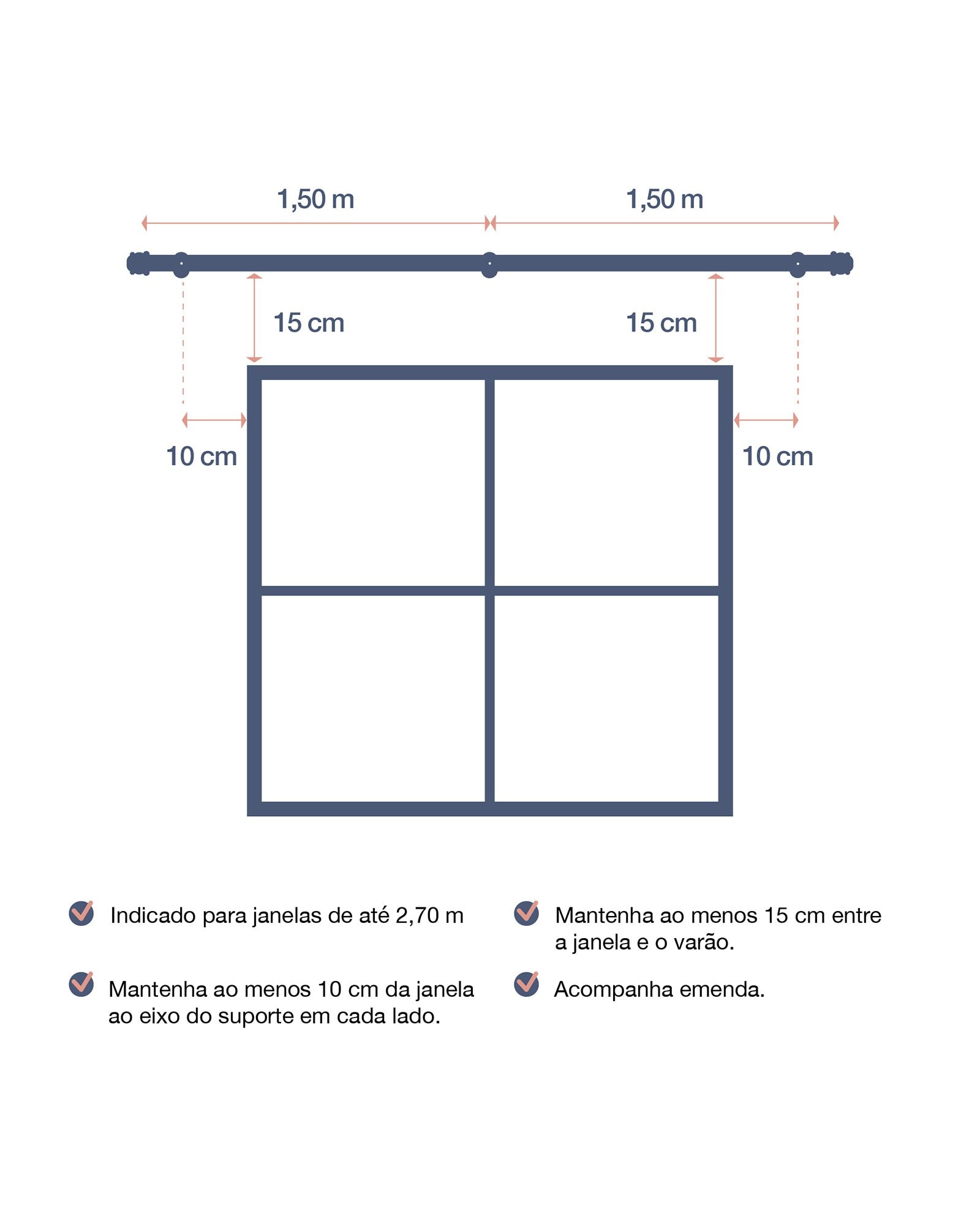 Varão de cortina de metal com peças 28mm x 3m - Cinza Escuro | Casa Riachuelo