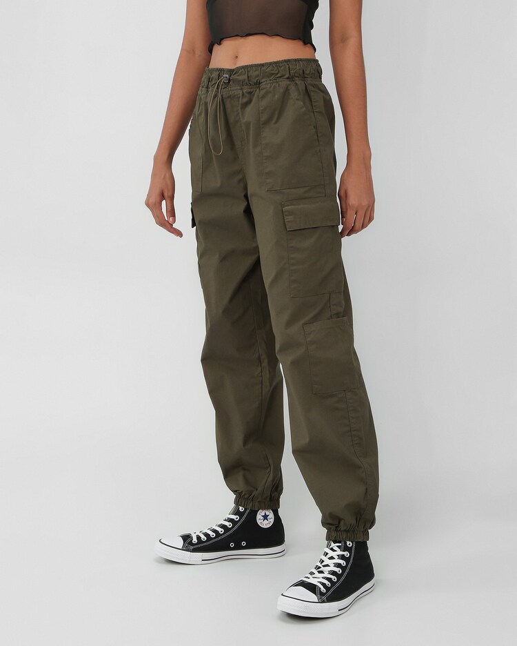 Riachuelo Calça feminina parachute com elástico verde Pool by