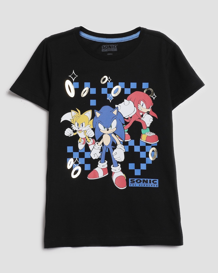 Riachuelo Camiseta infantil Sonic Tails Knuckles 4-10A preta SEGA