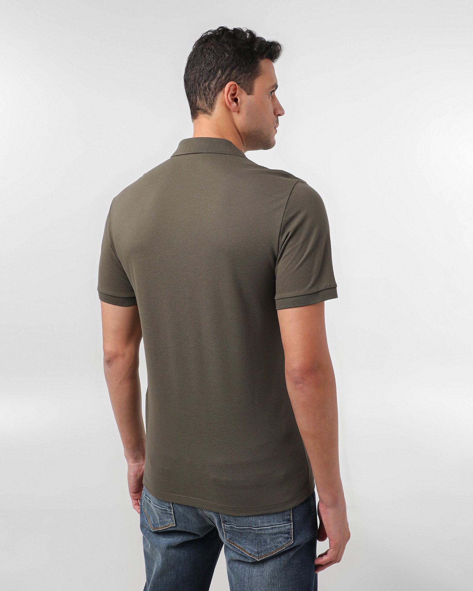 Camisa polo masculina slim algodão peruano - Verde Escuro