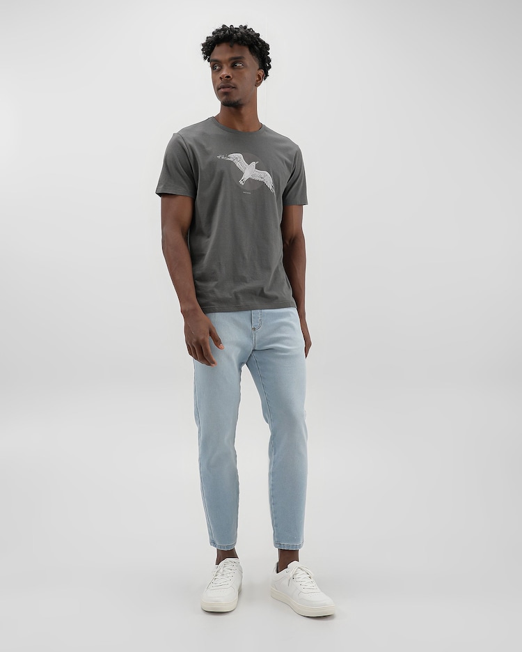 Riachuelo Calça jeans masculina cropped com amarração denim