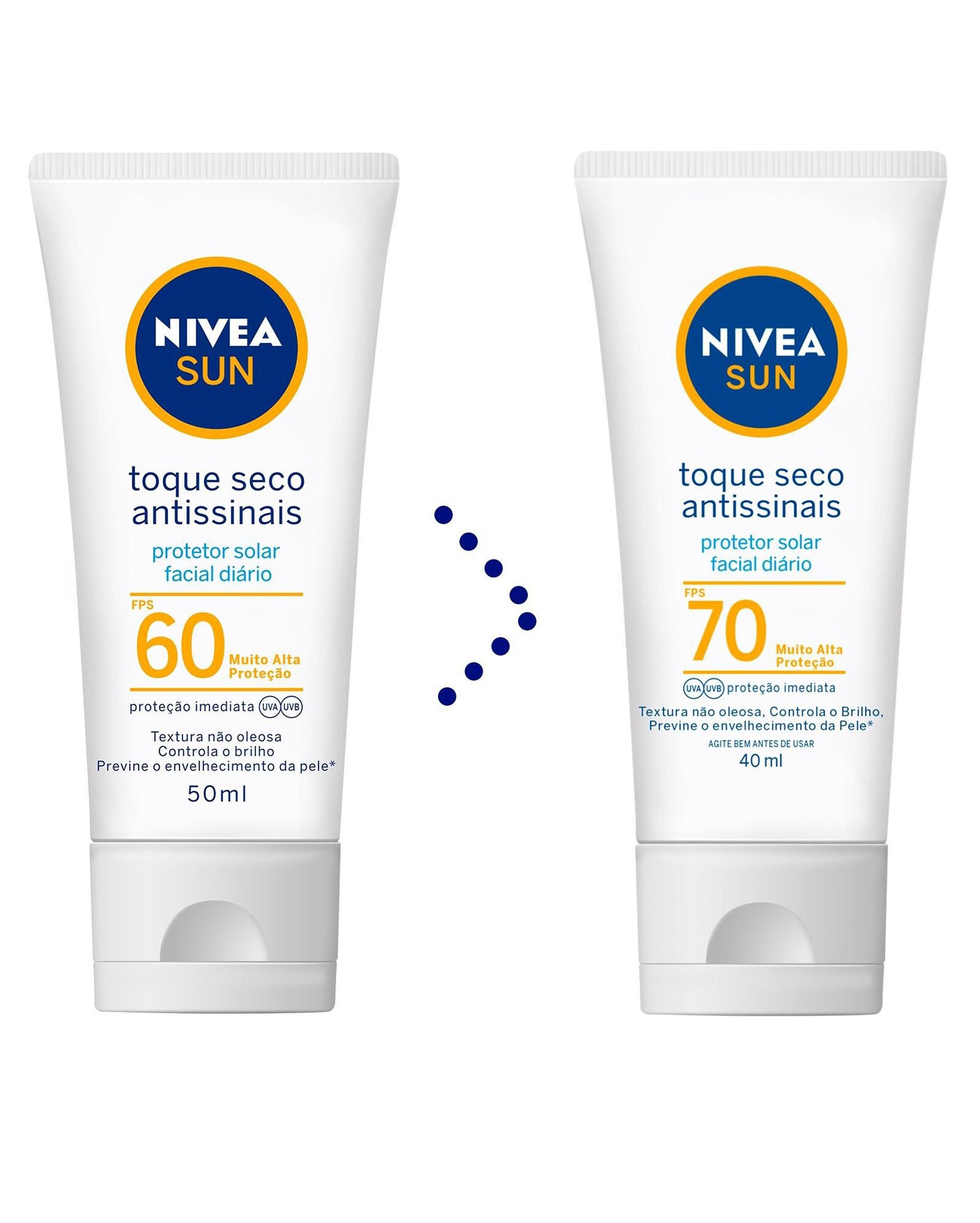 Protetor solar facial FPS 70 toque seco 40ml | Nivea