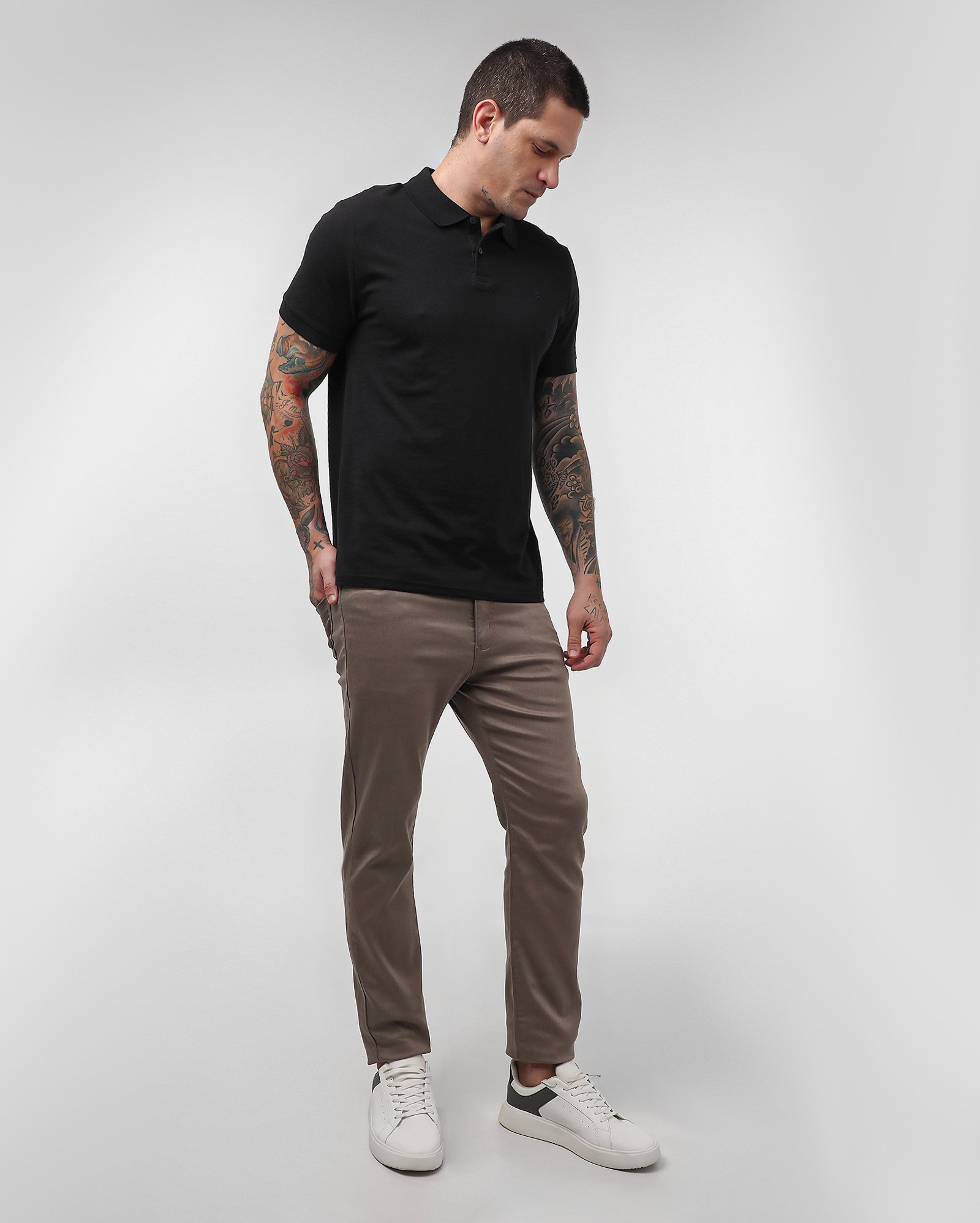 Calça sarja masculina slim - Cinza Claro Mescla | Pool Jeans