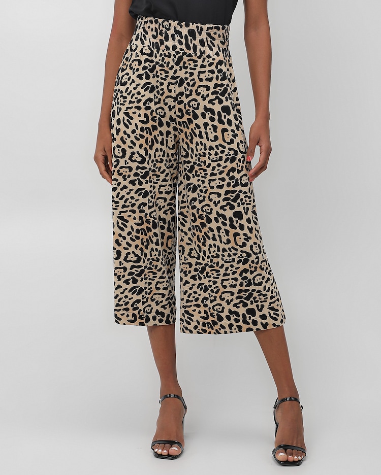 Riachuelo Calça feminina pantacourt animal print Nana bege AK