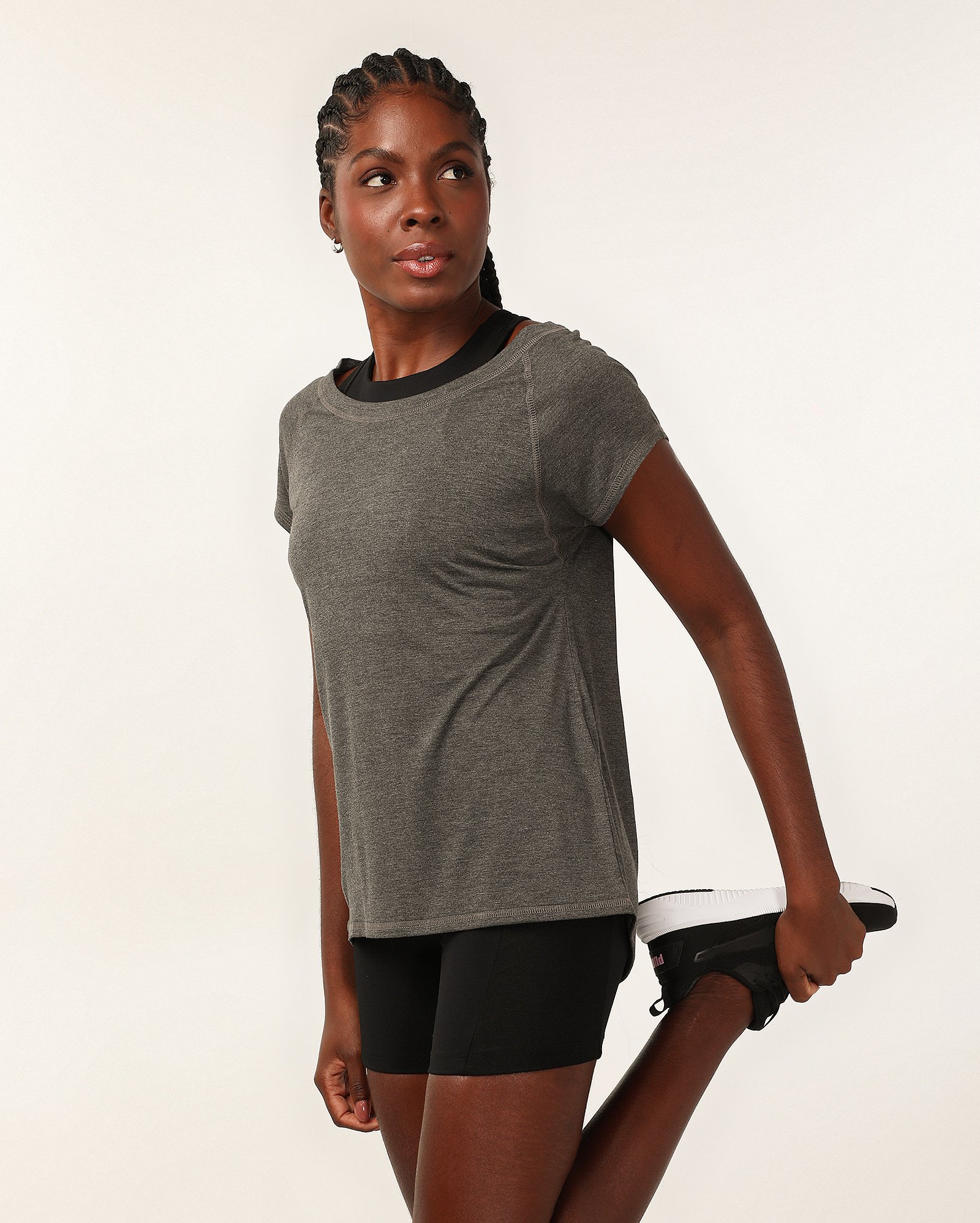 Camiseta esportiva feminina soft de viscose - Cinza Mescla | Body Work