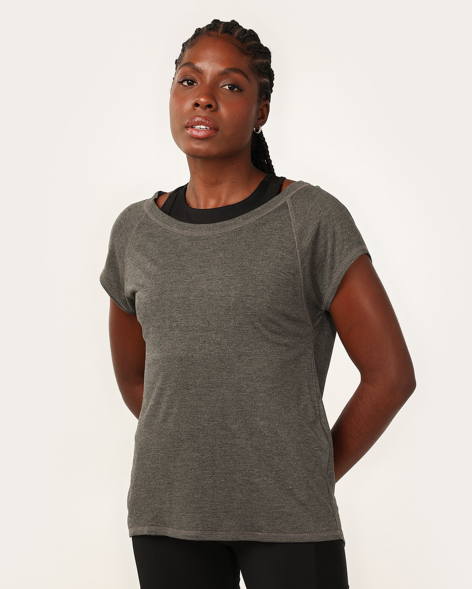 Camiseta esportiva feminina soft de viscose - Cinza Mescla | Body Work