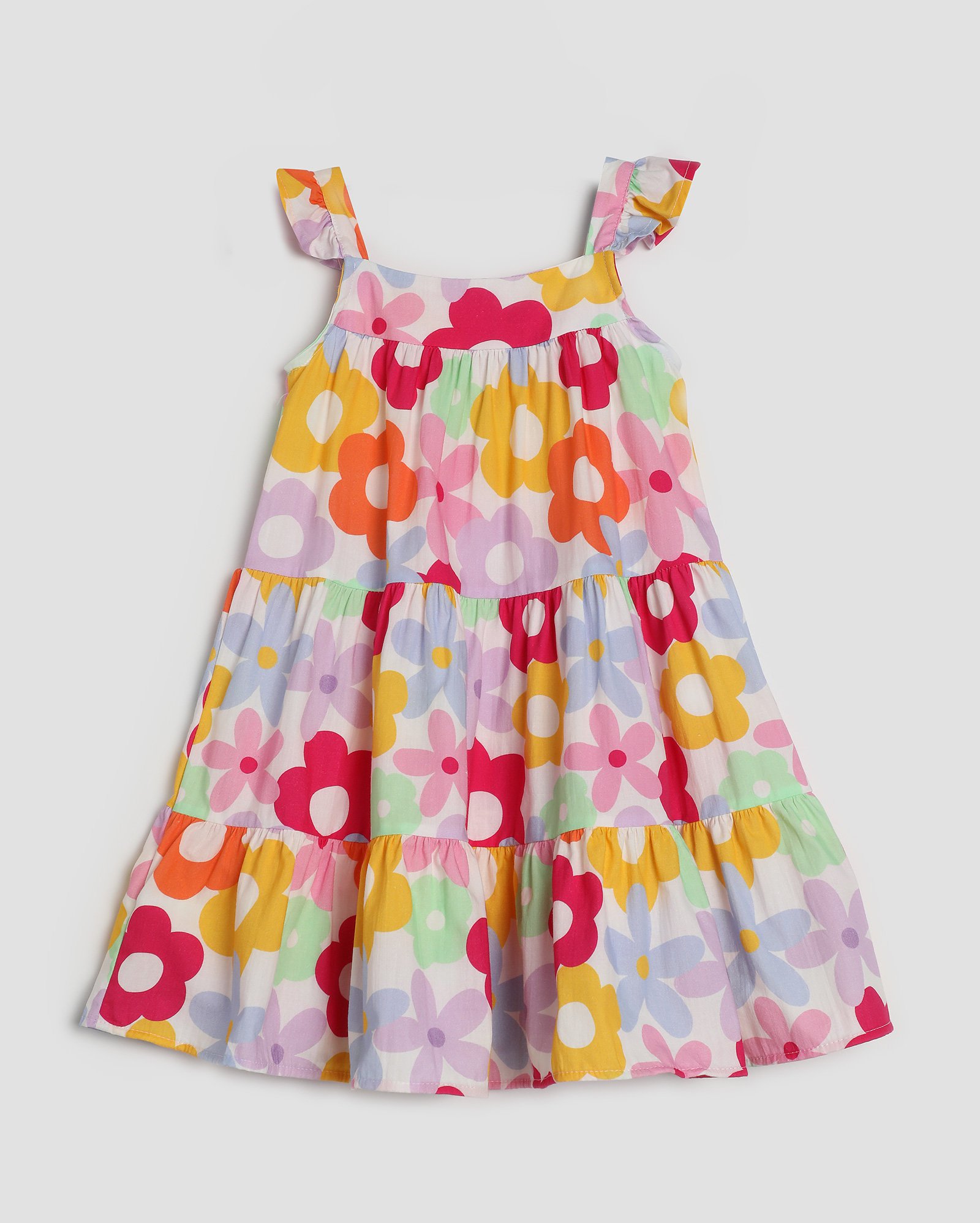 Vestido infantil curto florido evasê 4-10A branco | Pool by Riachuelo