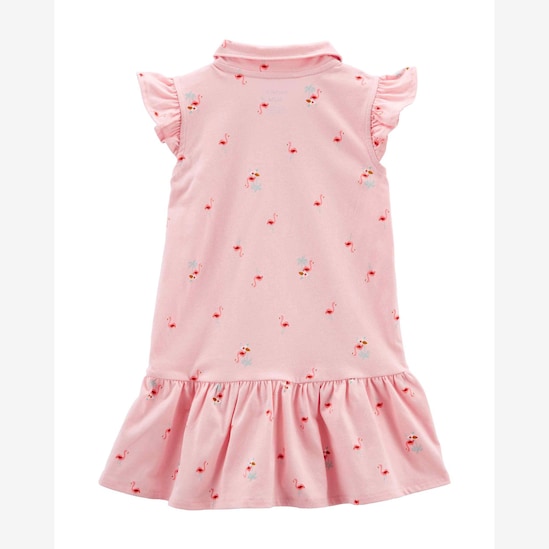 Vestido infantil evasê com flamingos rosa | Carter's
