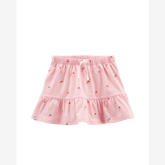 Saia infantil curta evasê com elástico flamingos rosa | Carter's