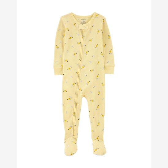 Macacão pijama bebê texturizado flores amarelo | Carter's
