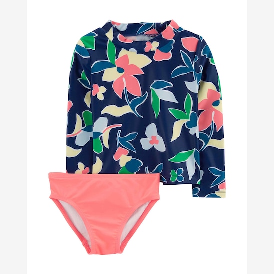 Conjunto praia bebê manga longa floral azul | Carter's
