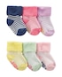 Kit meia bebê 6 pares listrada com dobra multicor | Carter's