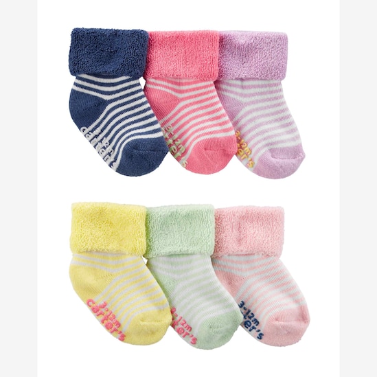 Kit meia bebê 6 pares listrada com dobra multicor | Carter's