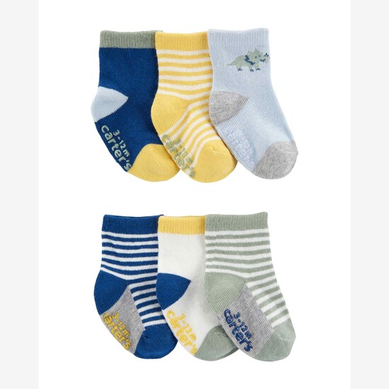 Kit meia bebê 6 pares dinossauro listrada multicor | Carter's