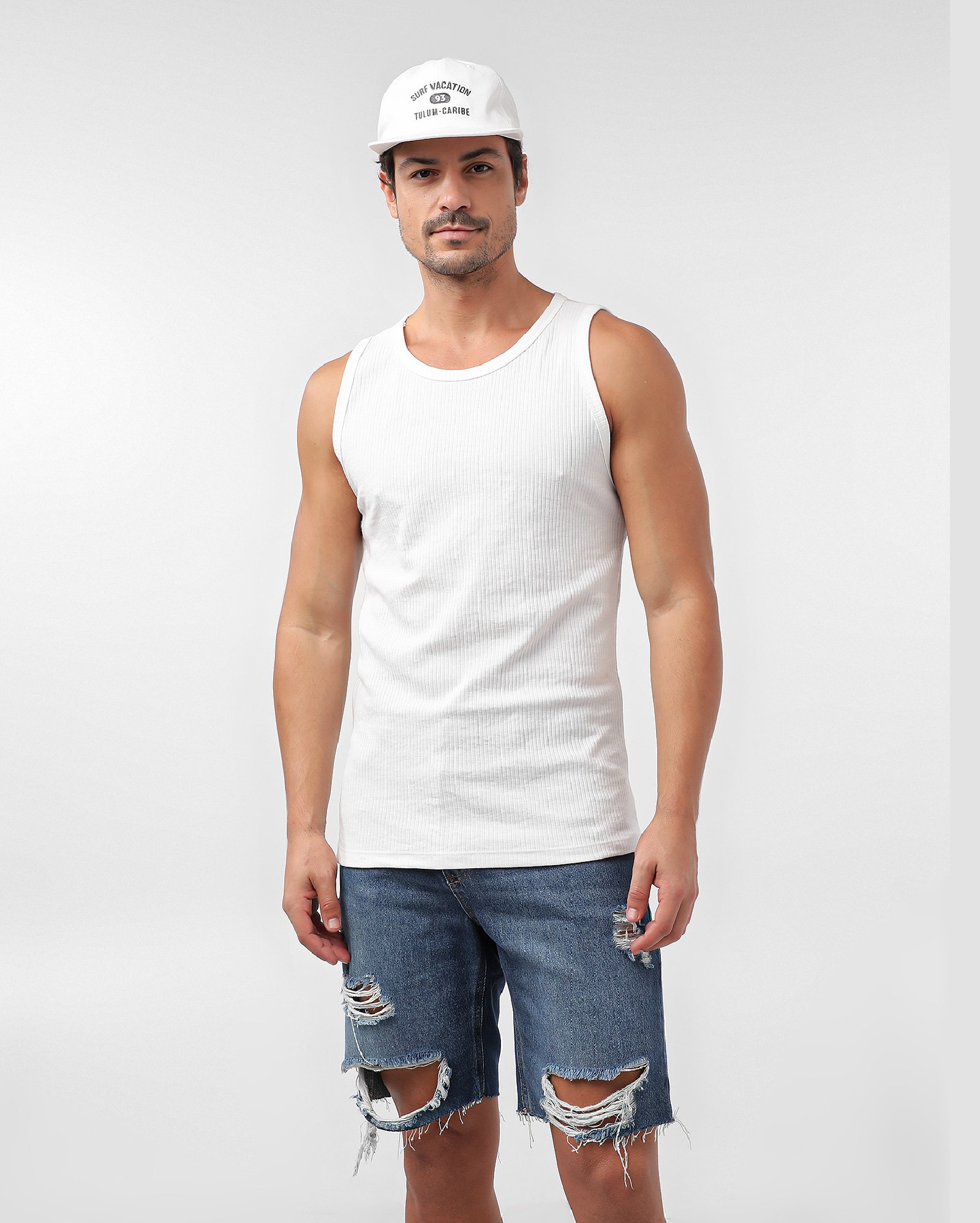 Bermuda jeans masculina slim destroyed - Jeans Médio | Pool Jeans