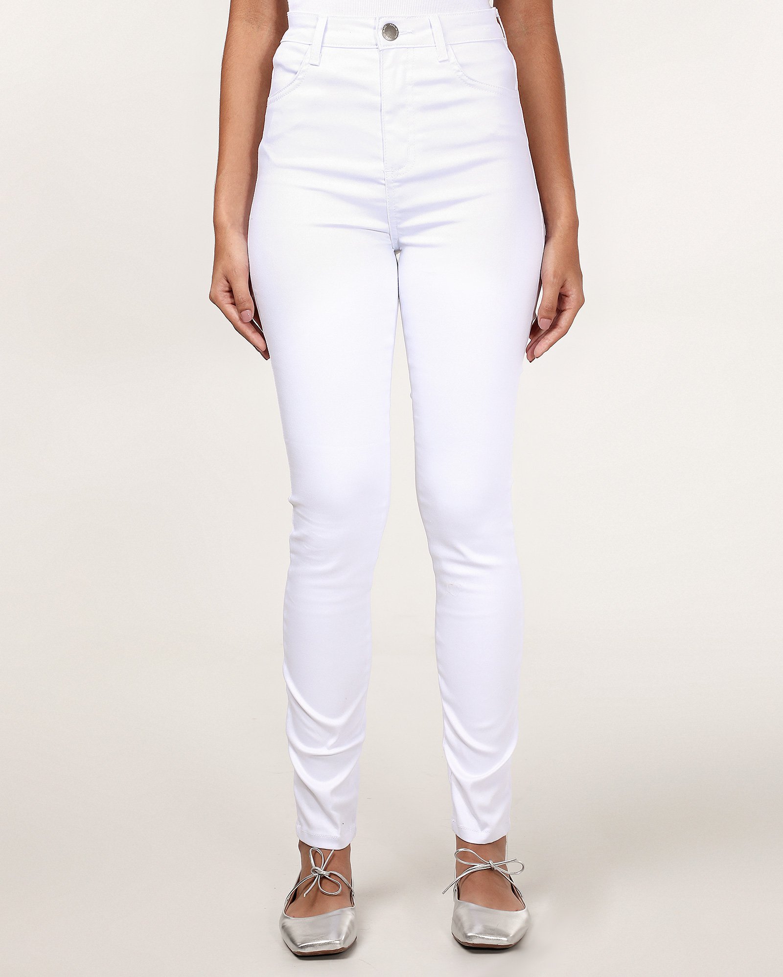 Calça jeans feminina skinny cintura alta - Branco | Pool Jeans