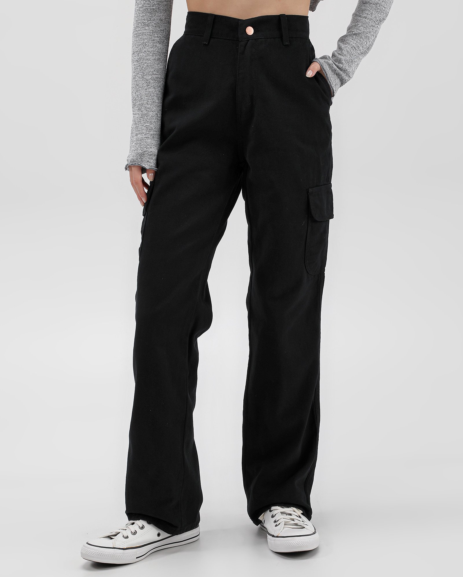 Calça jeans juvenil reta bolso cargo | Pool
