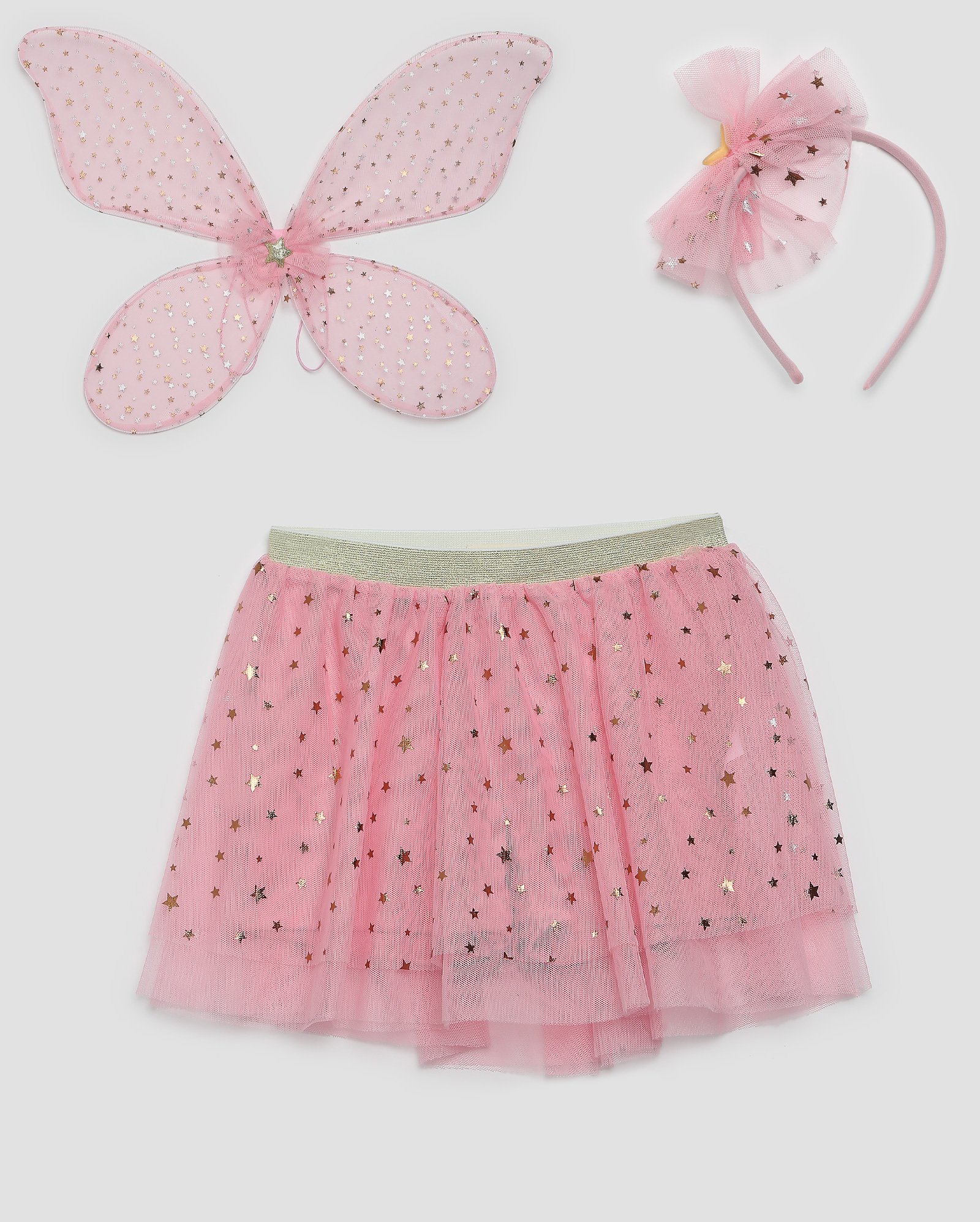 Kit fantasia saia + asa de fada + tiara em tule 1-4A rosa | Pool by Riachuelo