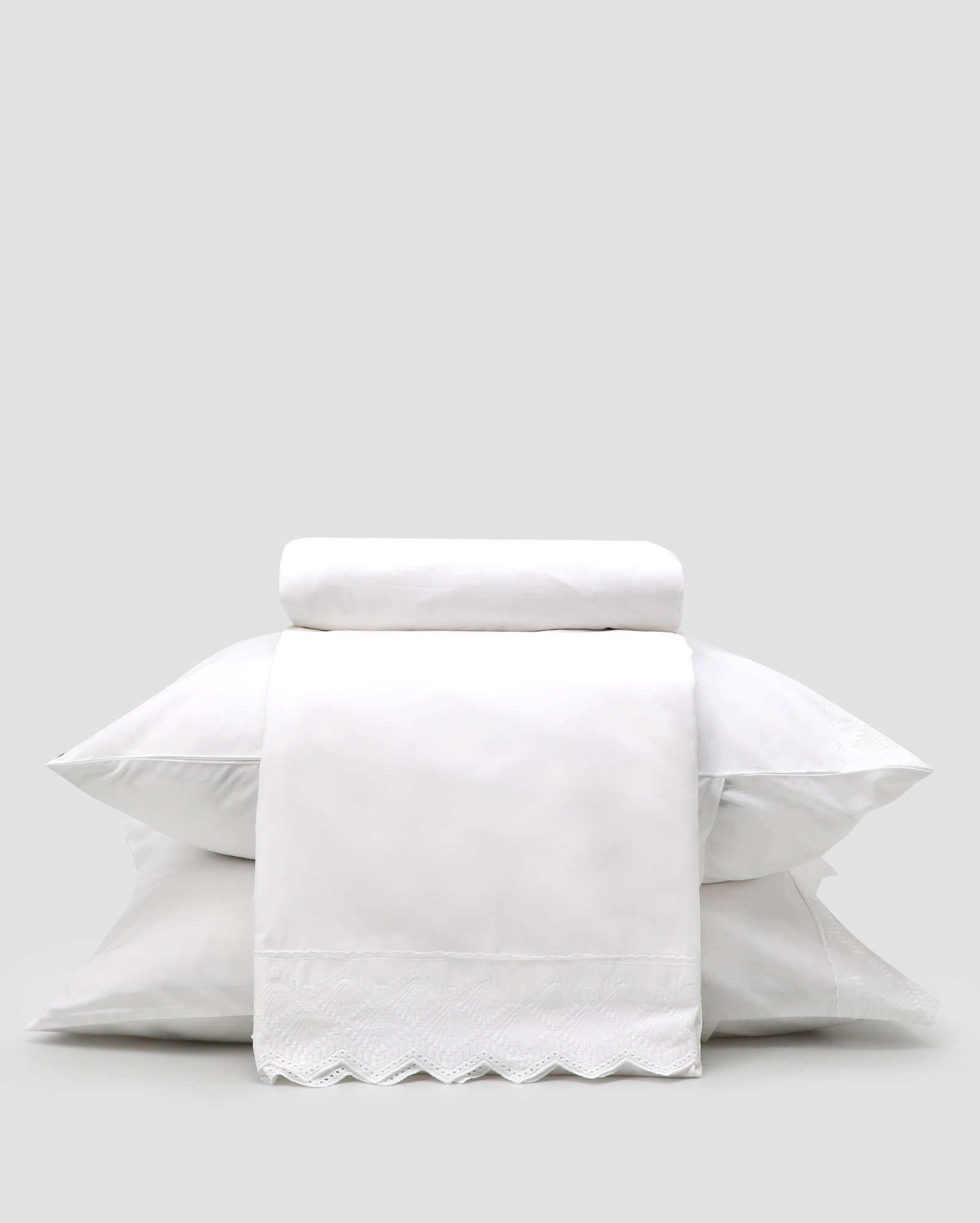Jogo de cama bordado inglês percal 180 fios - KING Branco | Casa Riachuelo